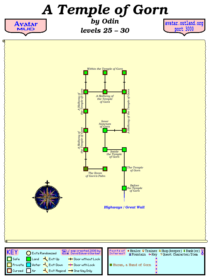 Avatar MUD Area Map - Temple of Gorn.GIF